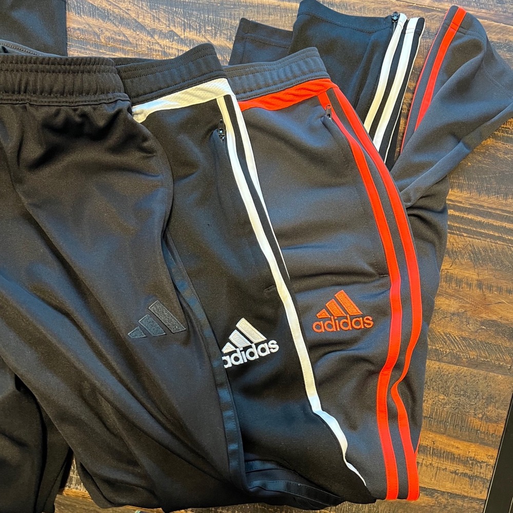 Adidas Tiro Training Pants Mens XL Black Charcoal Bundle 3pk Climacool Striped